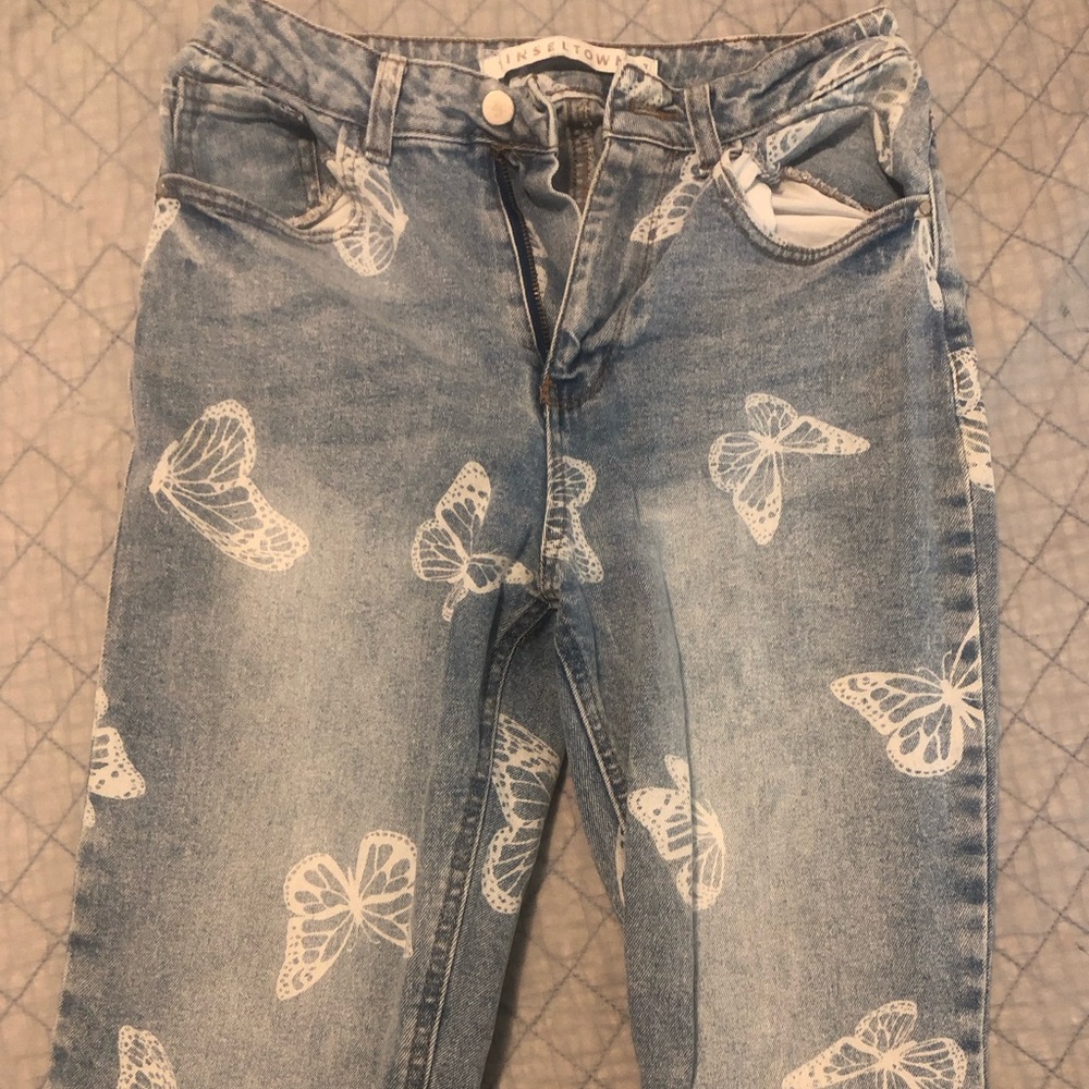 Tinseltown - Butterfly print mom jeans